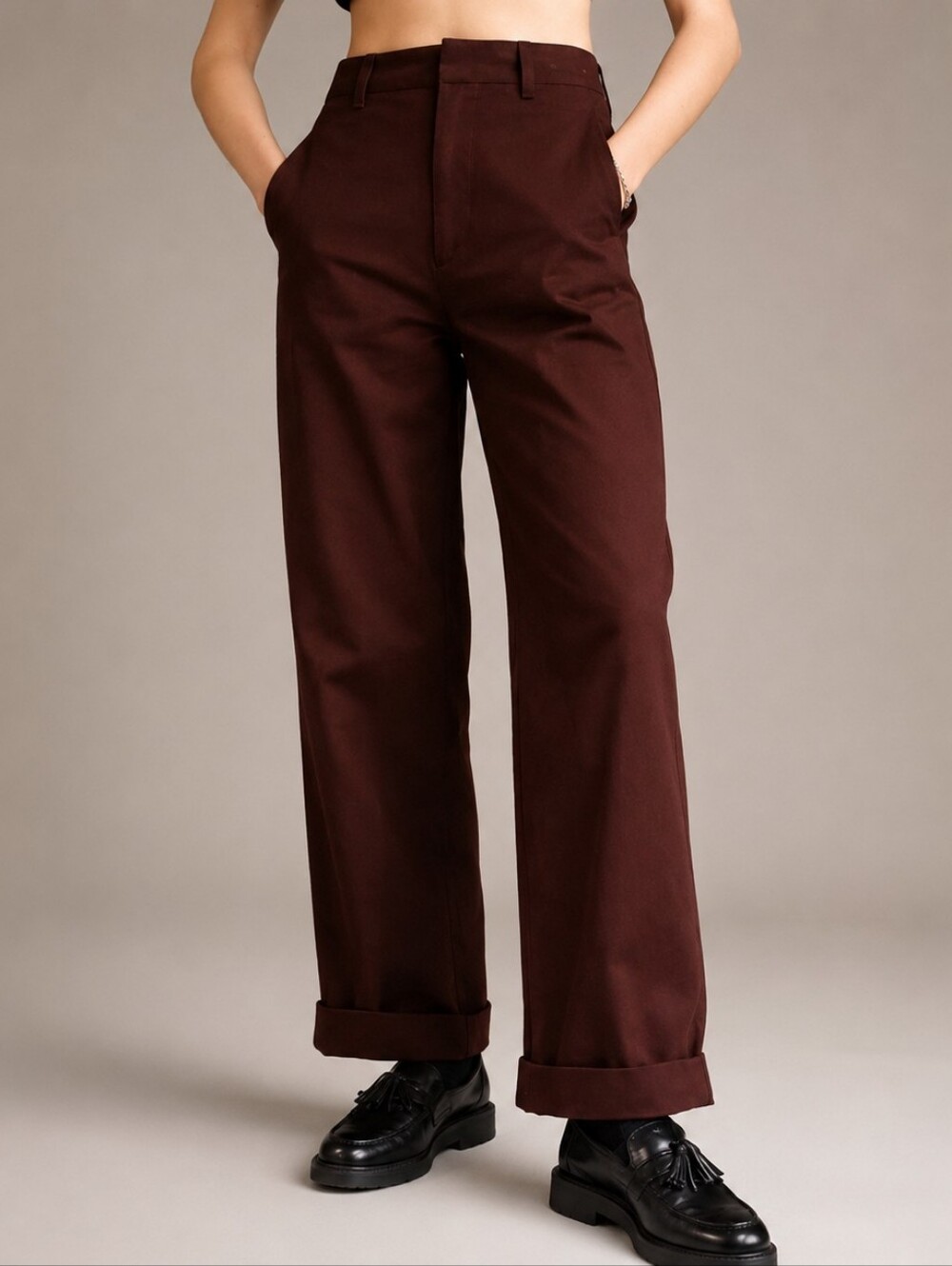 Uniqlo U Curved Barrel Cotton Pants Wide Leg 6